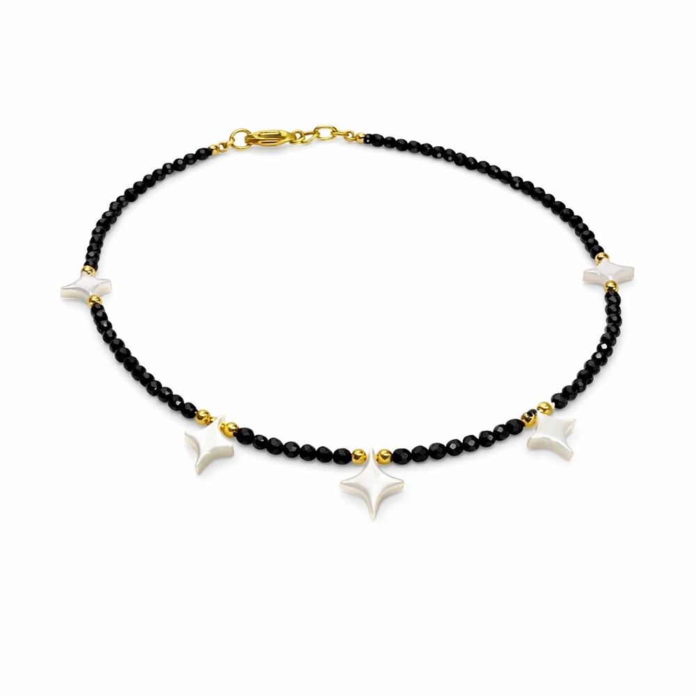 Black Spinel and Mother of Pearl Midnight Star Bracelet